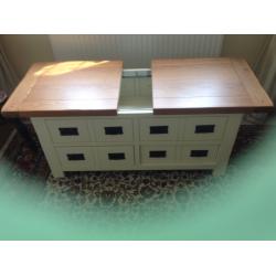 coffee table oak and cream with storage