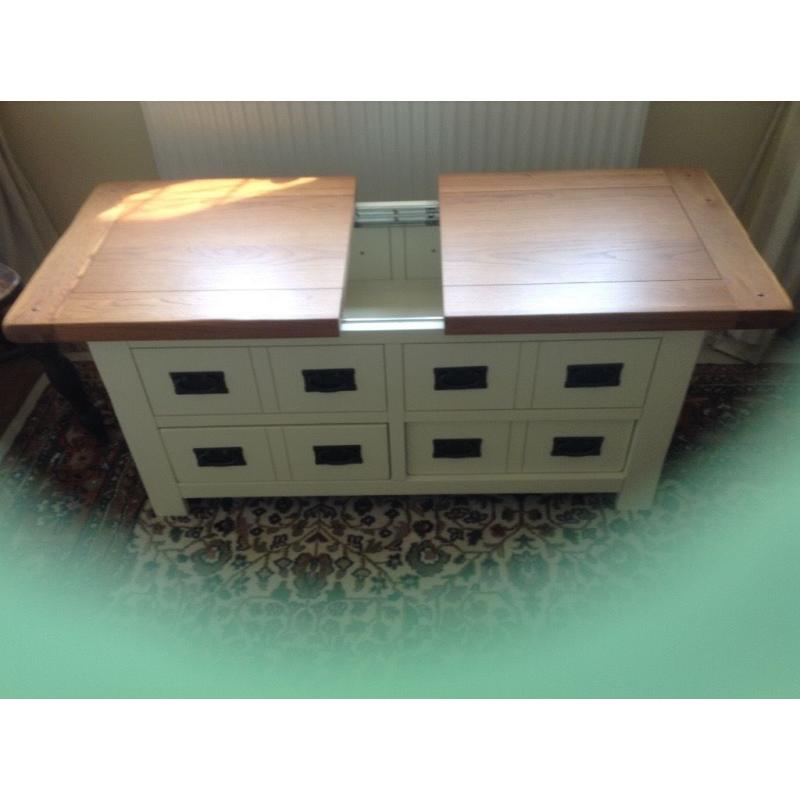 coffee table oak and cream with storage