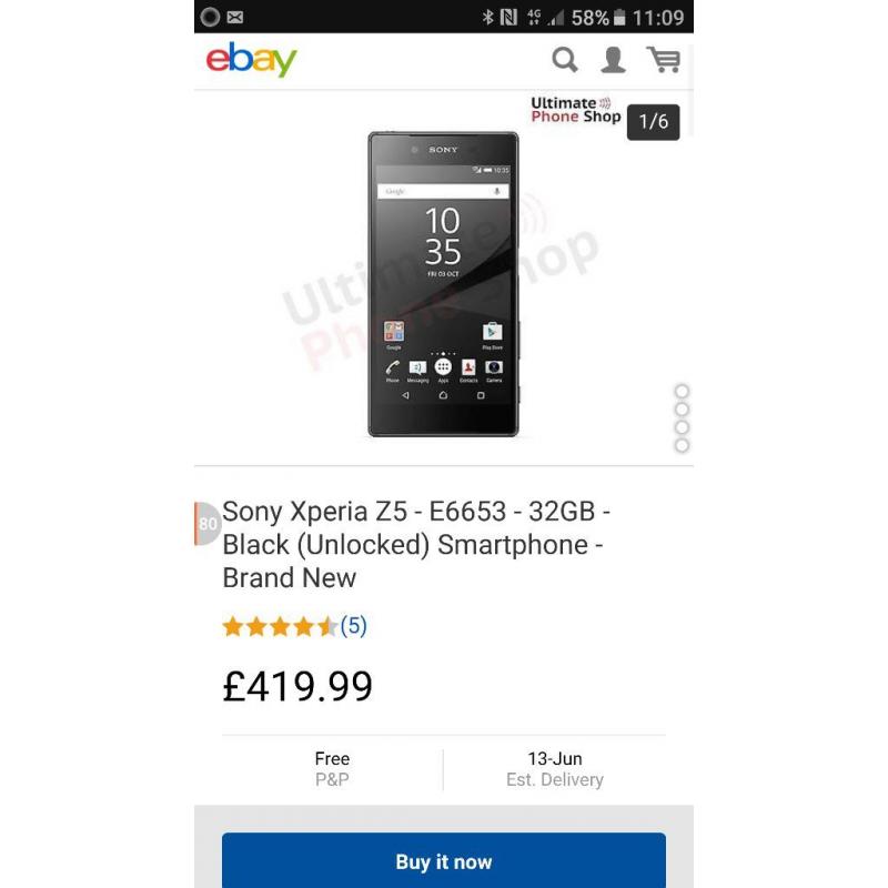 Sony xperia z5 32gb.brand new in box as it is being delivered today.