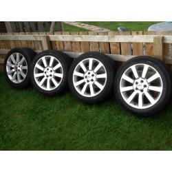 Range Rover alloys 20" with VW badges, spigots & bolts to fit a VW T5