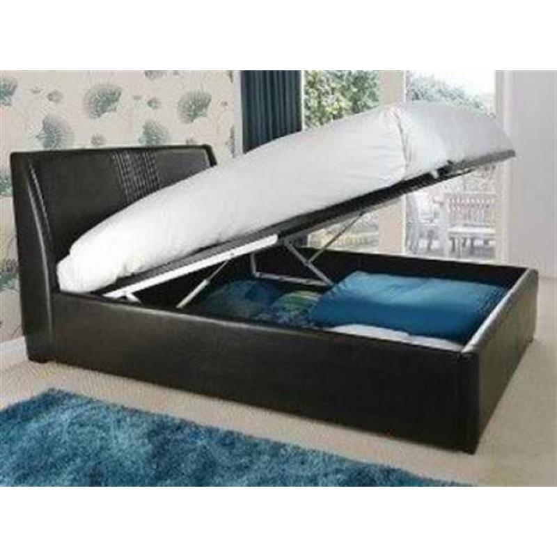 BRAND NEW - Double Storage Leather Bed Ottoman with 9inch Semi Orthopaedic Mattress- SAME/NEXT DAY!