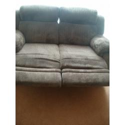 Furniture Village chocolate brown giant corduroy 2 seater manual recliner sofa - great condion