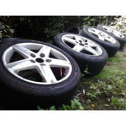 5x112 17" GENUINE AUDI ALLOY WHEELS WITH VERY GOOD TYRES PIRELLI-FALKEN