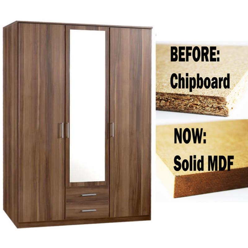 **7-DAY MONEY BACK GUARANTEE!** Omega Solid 3 Door Wardrobe with 2 drawers - SAME/NEXT DAY DELIVERY!