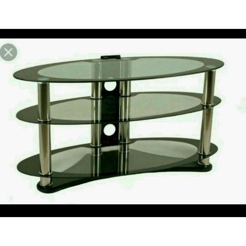 Black glass oval tv stand