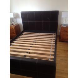 Chocolate Brown Leather Double Bed