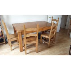 Solid Wood Dining Table with 4 chairs