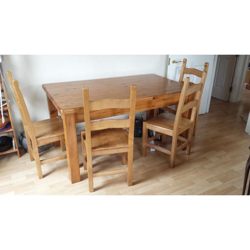 Solid Wood Dining Table with 4 chairs