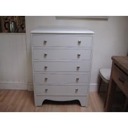 Lovely Vintage Tallboy Chest of Drawers - Professionally painted in Farrow & Ball Eggshell