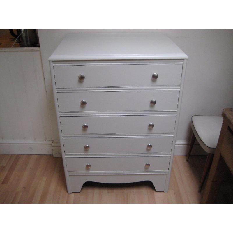 Lovely Vintage Tallboy Chest of Drawers - Professionally painted in Farrow & Ball Eggshell