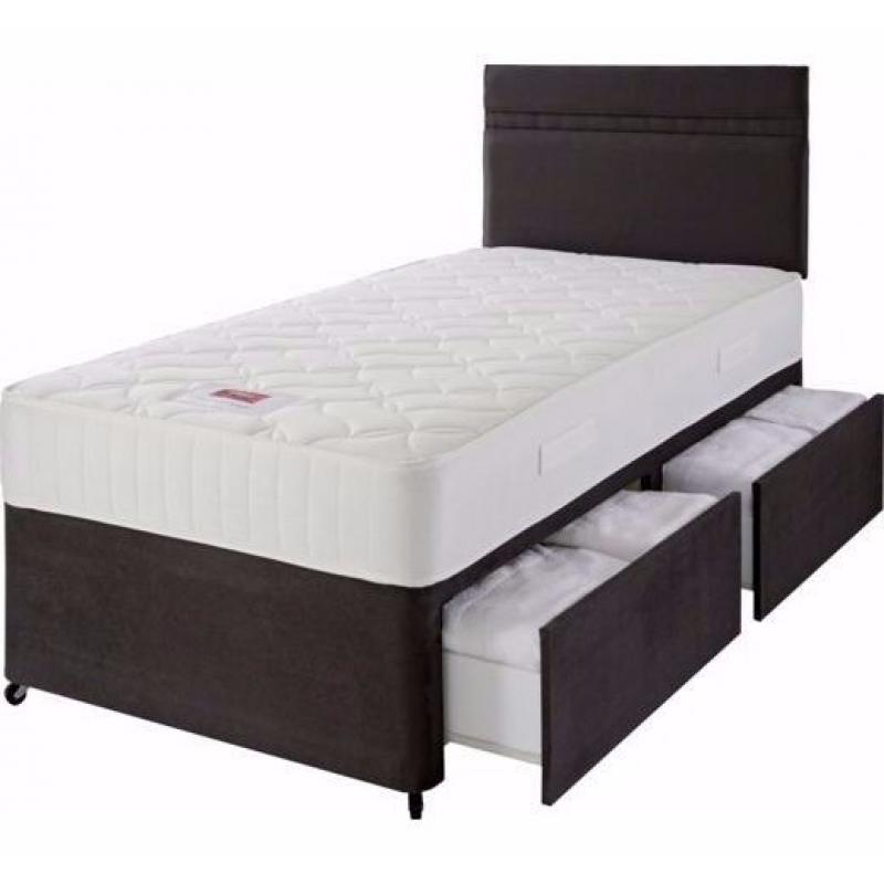 == BRAND NEW SINGLE DIVAN BED WITH MATTRESS == + HEADBOARD AND STORAGE DRAWERS OPTION== CALL NOW ==