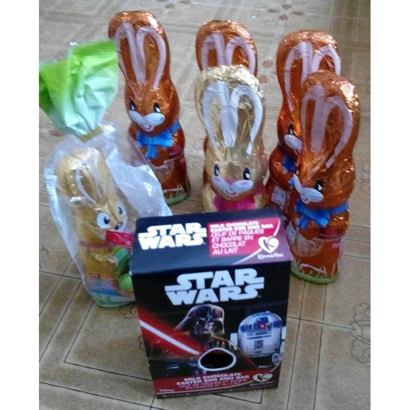 6 Chocolate bunnies and Star Wars Easter egg