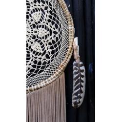 Handmade Large Mexican Mayan Dream Catcher Light Cream