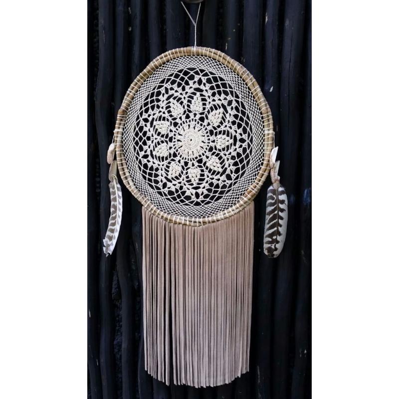 Handmade Large Mexican Mayan Dream Catcher Light Cream