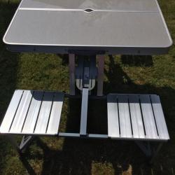 Aluminium folding table and chairs.