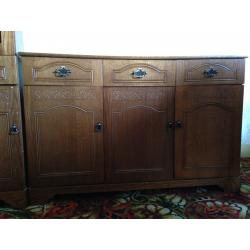 Matching dark brown wood Sideboard, Corner TV Unit and Corner Display Unit. Very good condition