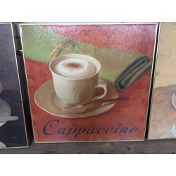 3 canvasses with coffee related themes