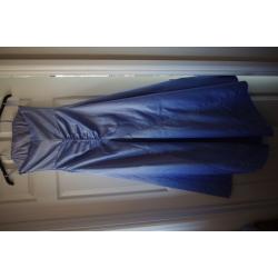 LADIES LONG MID-BLUE SATIN PROM/BRIDESMAID DRESS SIZE 8 DEBENHAMS -WORN ONCE- COLLECT ONLY BENFLEET