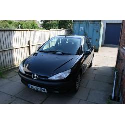 2001 Peugeot 206 1.1 LX petrol, black, 3 door hatchback. Long mot until May 2017