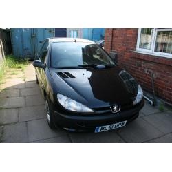 2001 Peugeot 206 1.1 LX petrol, black, 3 door hatchback. Long mot until May 2017