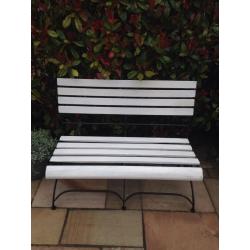 Wooden garden folding bench with iron frame