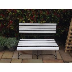 Wooden garden folding bench with iron frame