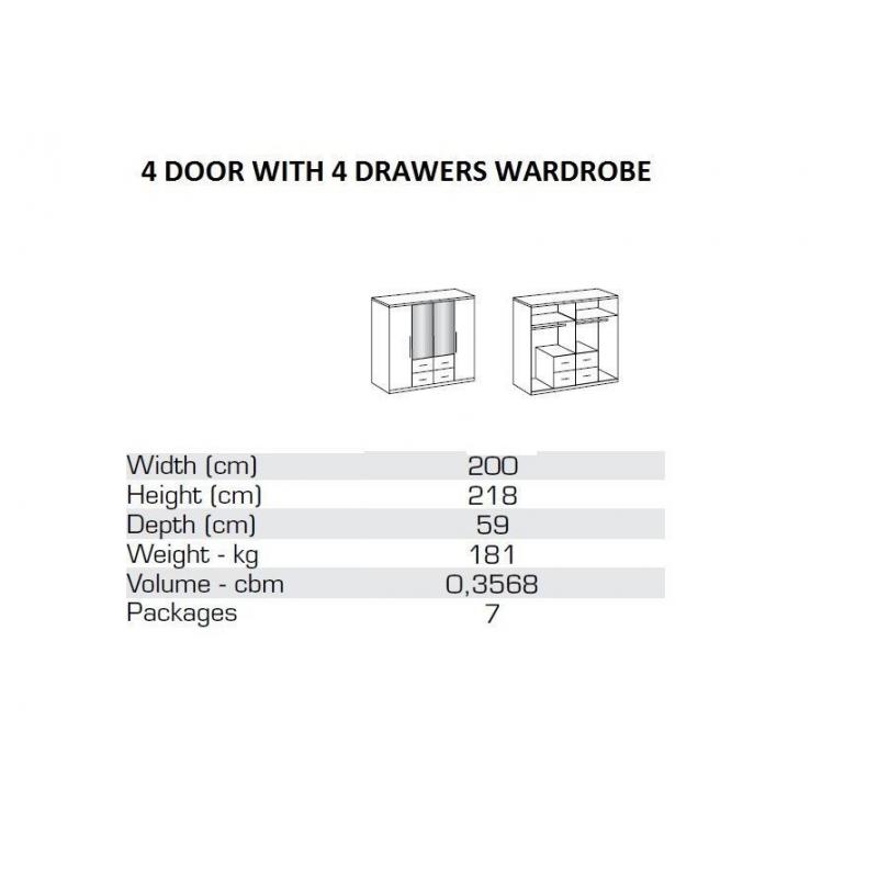 GERMAN HIGH QUALITY === 150 CM OR 200CM === THREE OR 4 DOR WARDROBE WITH MULTIPLE FEATURES