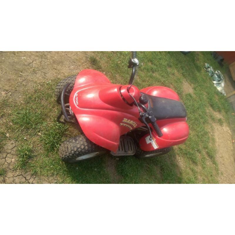 Eton rascal kids quad bike runs well just needs a new pull starter