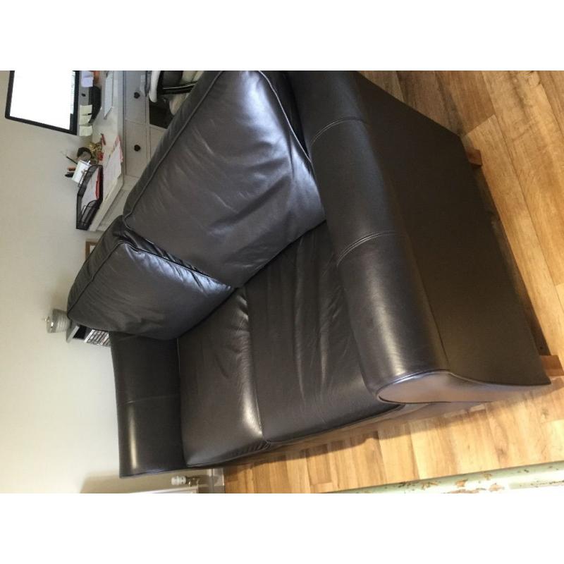 Marks & Spencer Chocolate Brown Leather Sofa - Immaculate Condition only 12 months old.