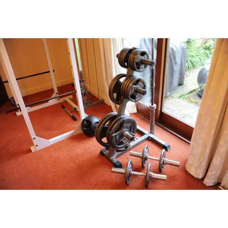 Olympic Weights, squat rack and bench for sale