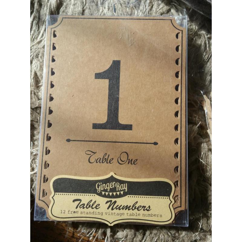 Hessian lace table runners, table plan, table numbers - rustic wooden theme items