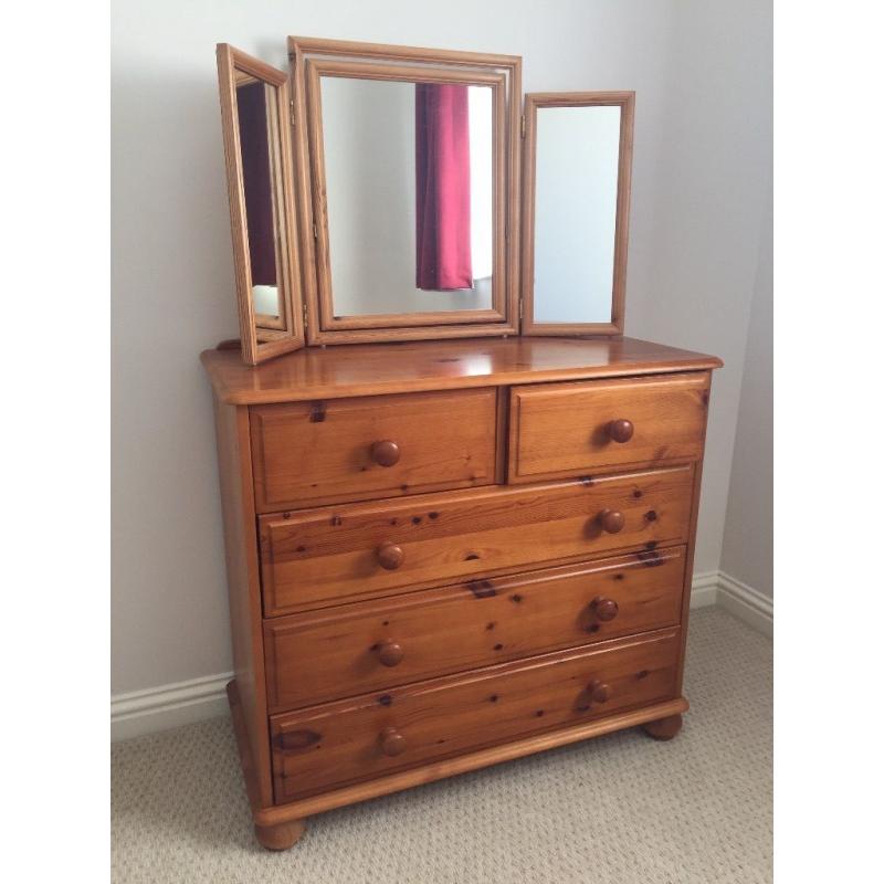 Large pine chest of drawers