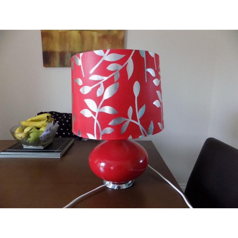 Red lamp with silver leaf detail