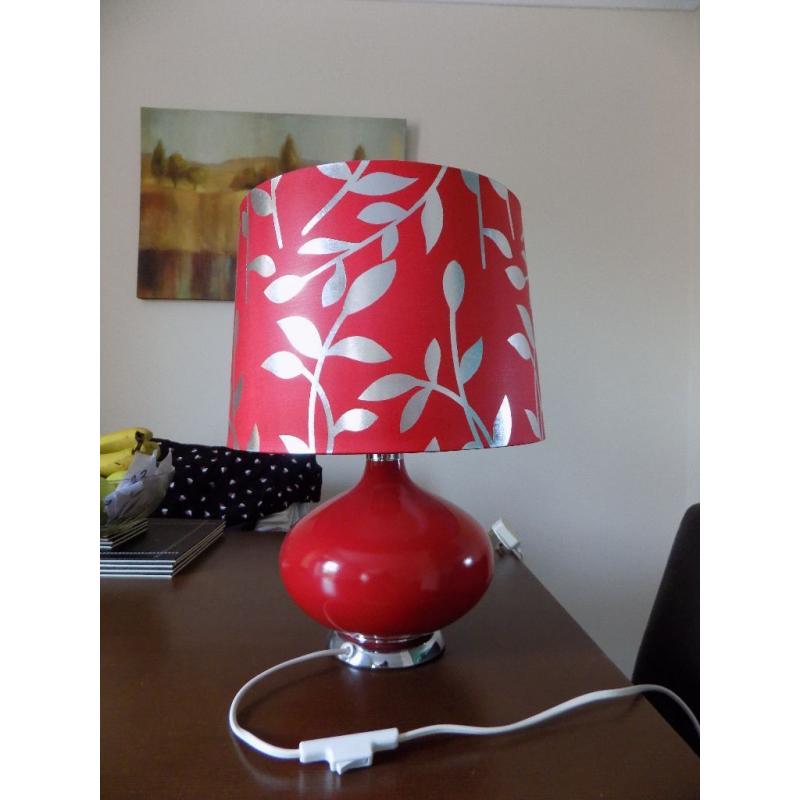 Red lamp with silver leaf detail