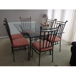 Glass Dining Room Table and Six Chairs