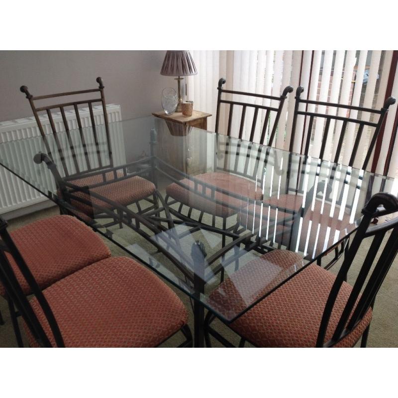 Glass Dining Room Table and Six Chairs