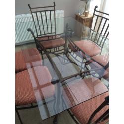 Glass Dining Room Table and Six Chairs