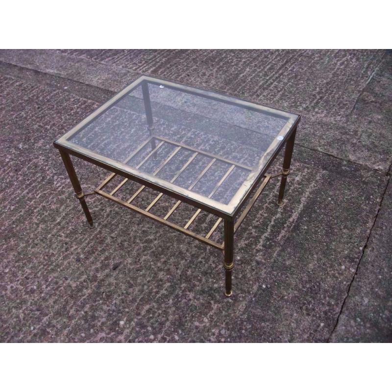 Coffee table metal/glass may-be brass Good condition