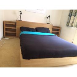 Double bed + mattress + headboard + bed tables