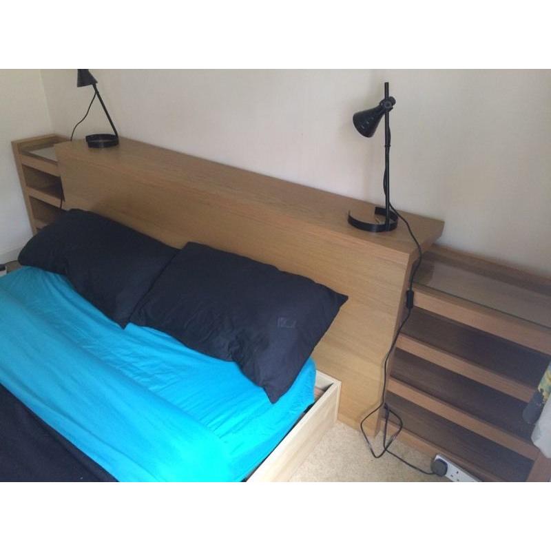 Double bed + mattress + headboard + bed tables