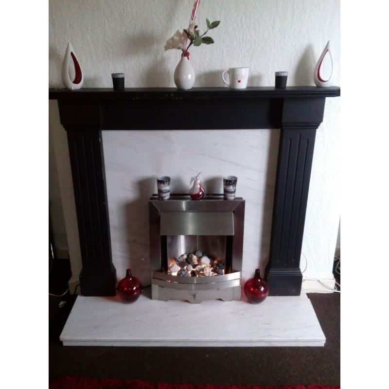 electric fire and marble hearth