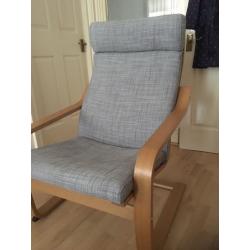 Armchair, oak veneer, grey