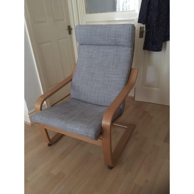 Armchair, oak veneer, grey