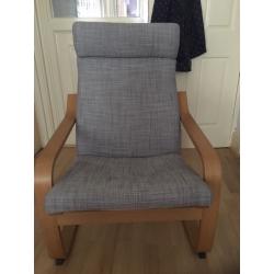 Armchair, oak veneer, grey