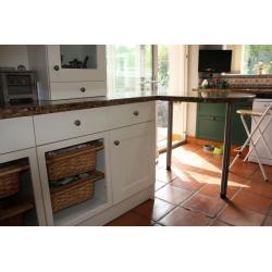 Kitchen dresser unit. Good condition with granite type worktop and breakfast bar if required.