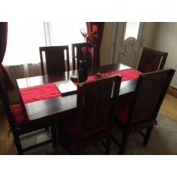 Indian Sheesham table and 6 chairs solid hardwood