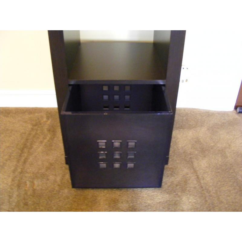 TALL STORAGE DISPLAY UNIT FROM IKEA BROWN BLACK COLOUR WITH STORAGE BOX COLLECTION HUDDERSFIELD AREA