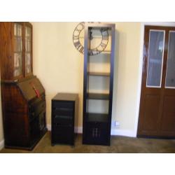 TALL STORAGE DISPLAY UNIT FROM IKEA BROWN BLACK COLOUR WITH STORAGE BOX COLLECTION HUDDERSFIELD AREA