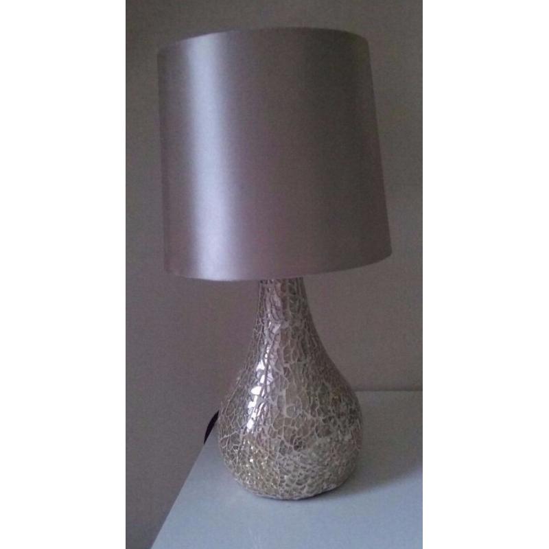 Gold crackle effect and champagne colored shade side table light lamp