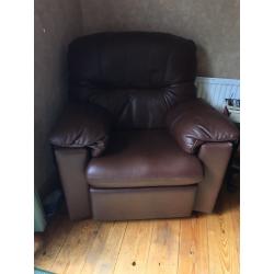 G plan soft brown leather 3 piece suite